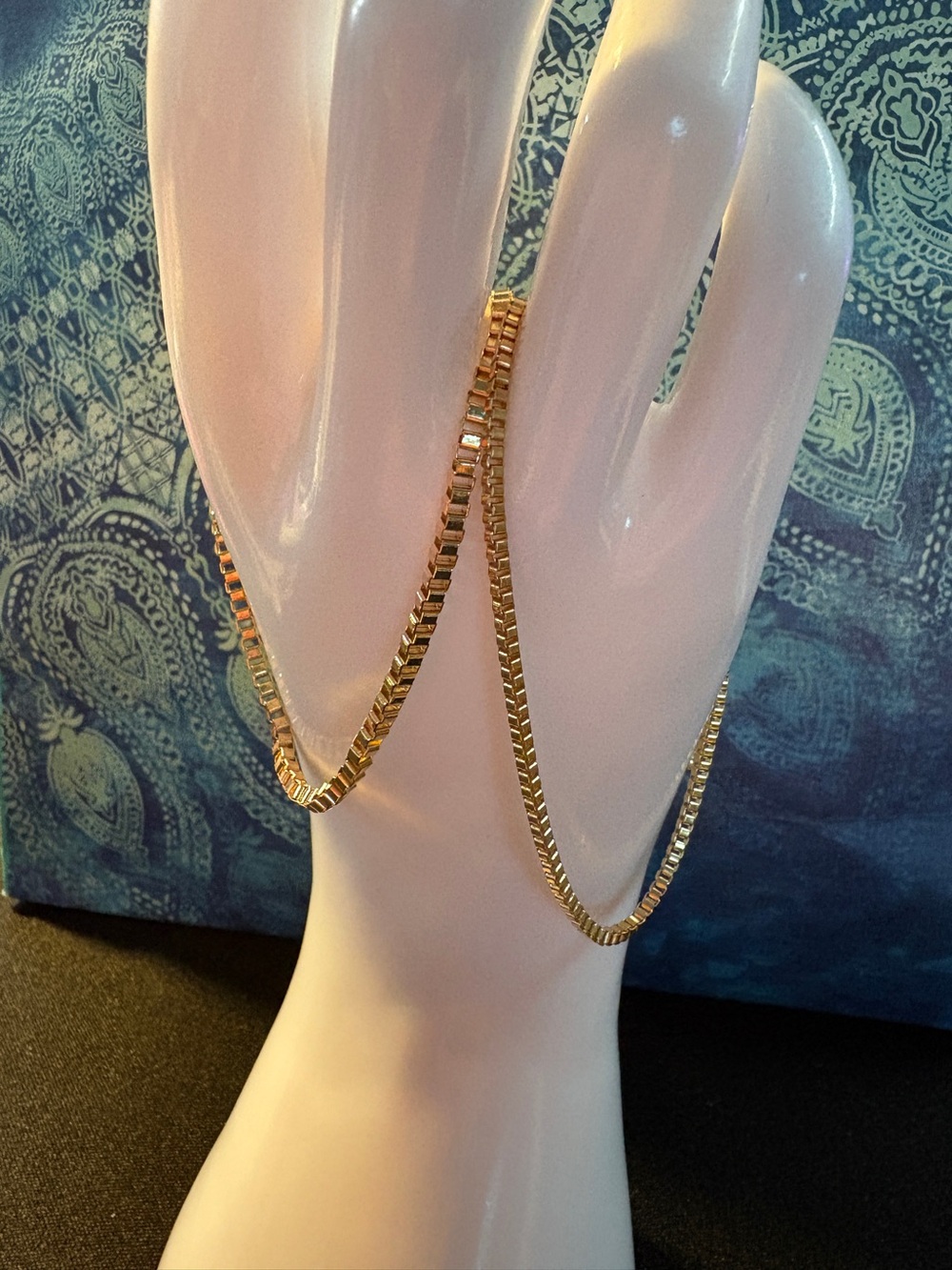 2 Gold Box Chain Bracelets